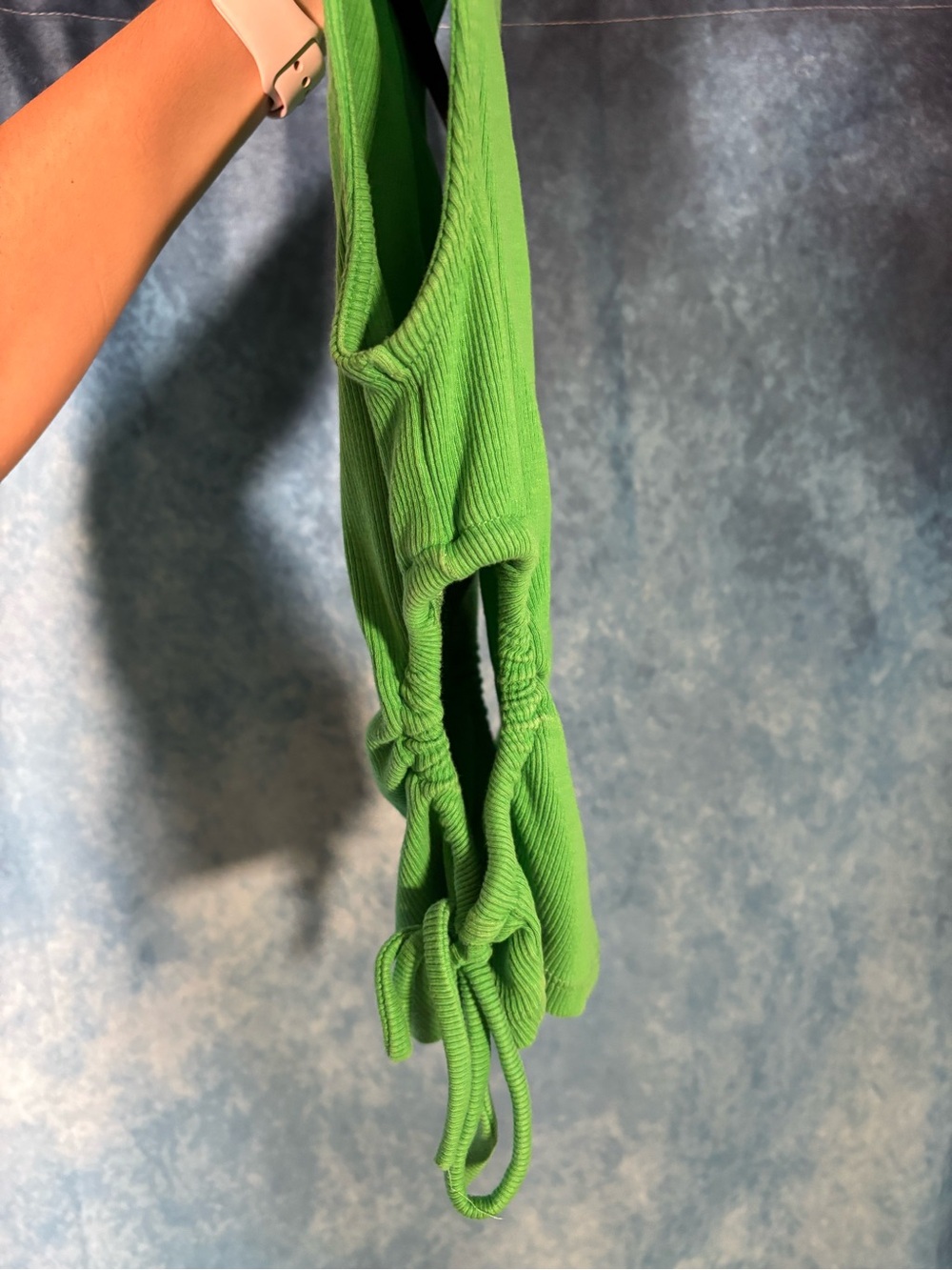 Zara Ribbed Ruched Side Tank S Green - Picture 4 of 4